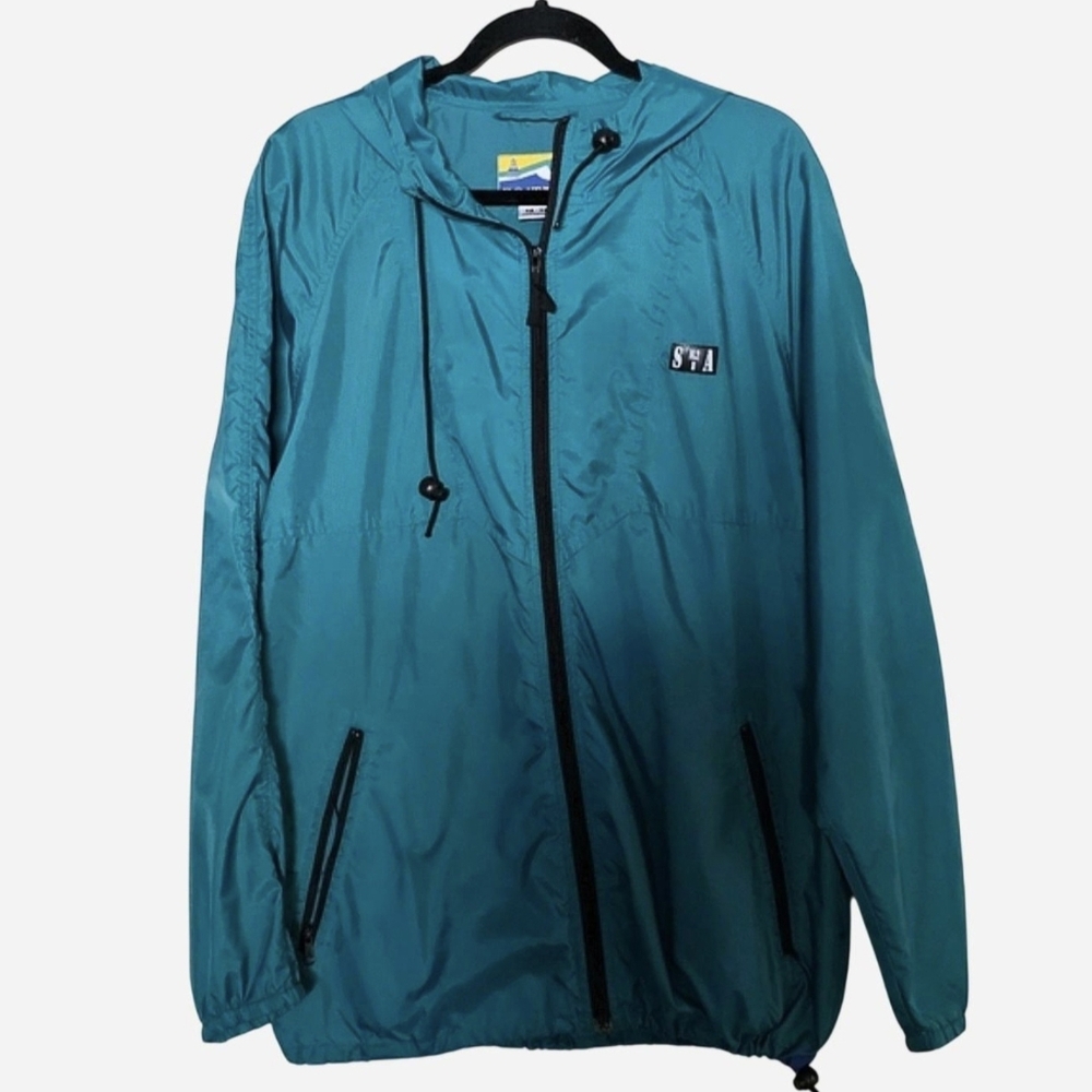 Vintage Y2K Boat/US Teal Mens Medium Winbreaker Jacket